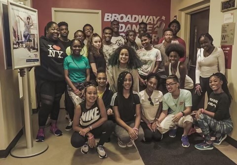 Students in a theatrical performance