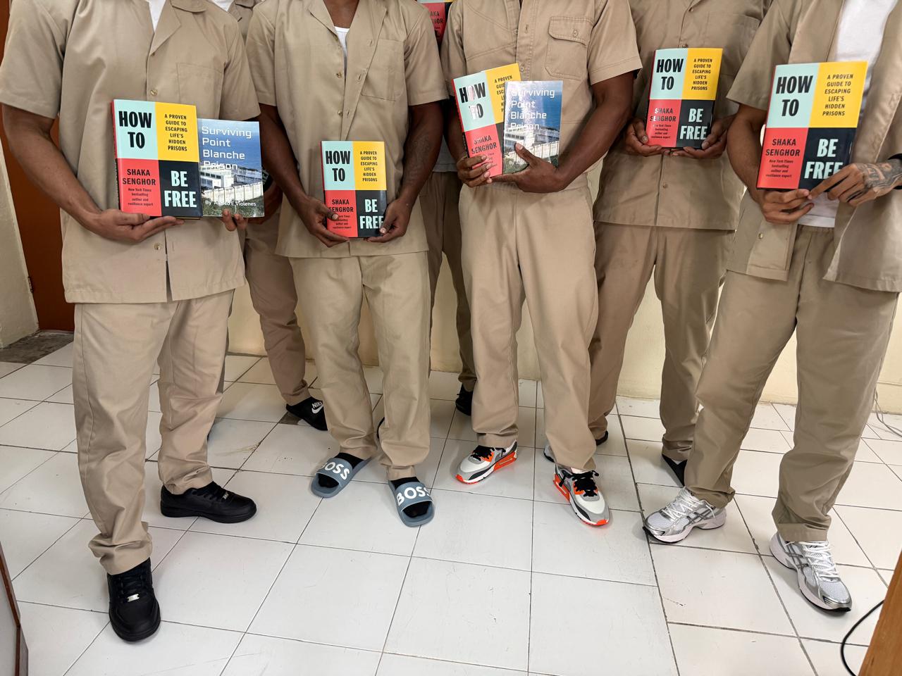 Shaka Senghor with students at the University of St. Martin
